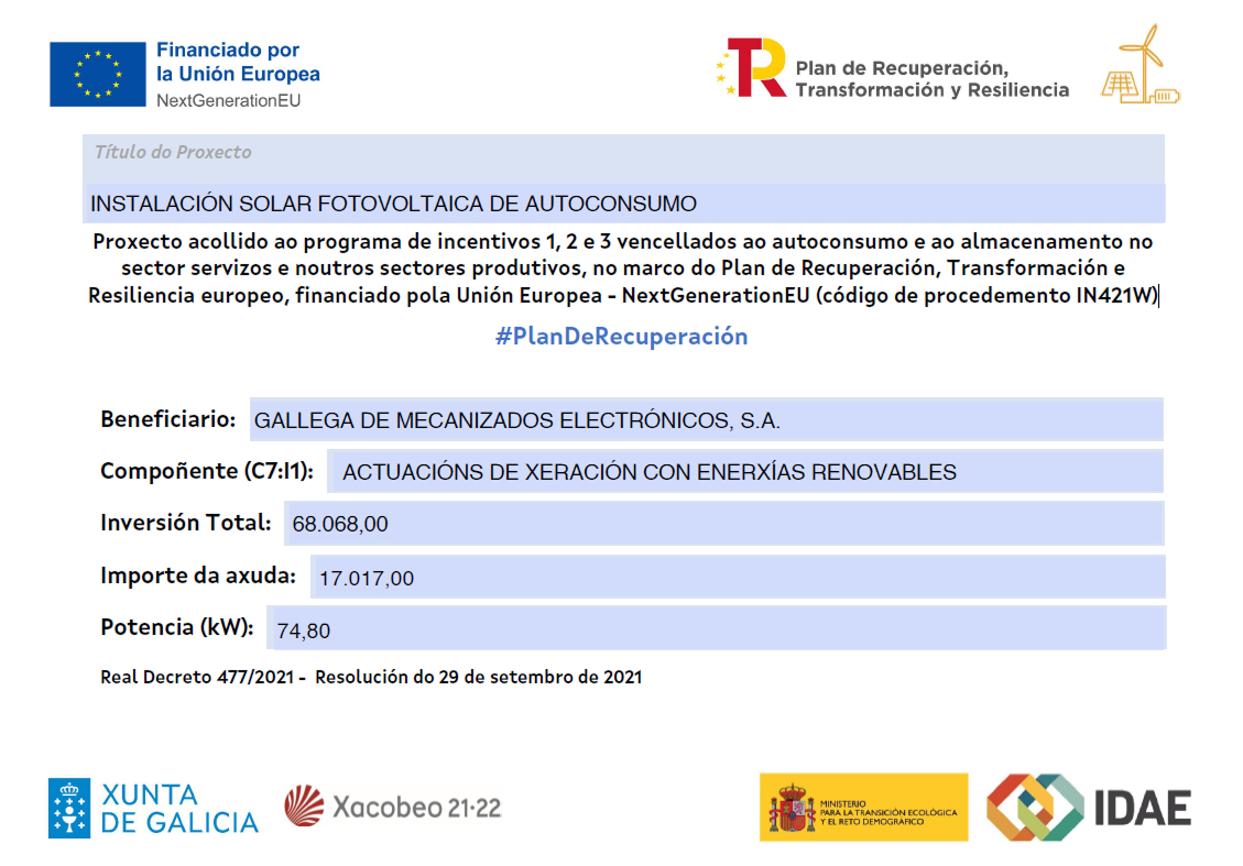 Instalación solar fotovoltaica de autoconsumo